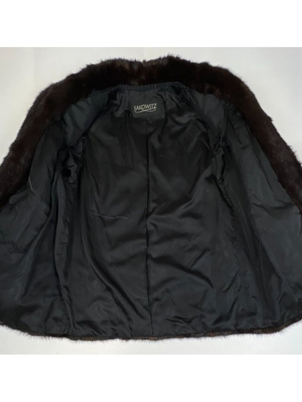 Vintage Sakowitz Women Real Mink Fur Coat Brown Mid Length Genuine Luxury Heavy - Picture 4 of 9